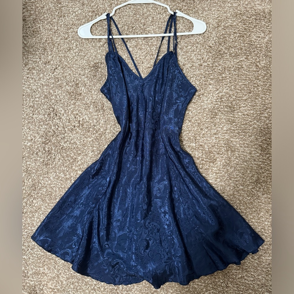 Vintage Gold Label Victorias Secret Slip Dress Blue